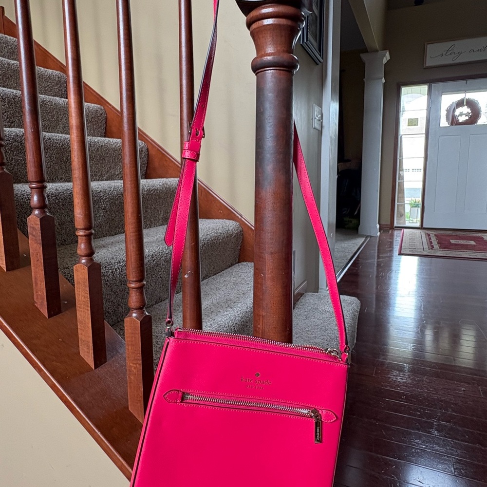 Kate Spade Pink Crossbody Bag with Gold Zipper